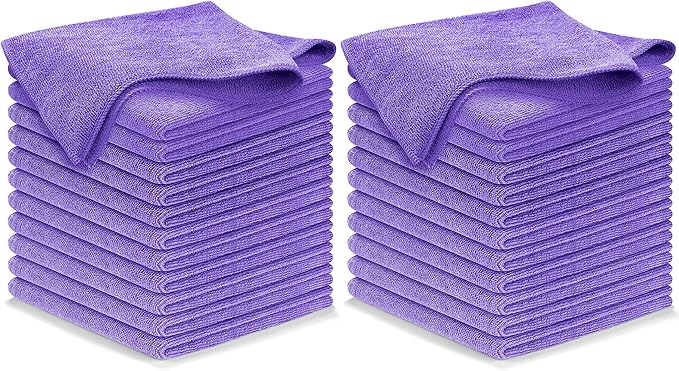 USANOOKS Microfiber Cleaning Cloth - 1200 Washes, Ultra Absorbent Towels Grip Root Weave Grime - 24pack - Purple