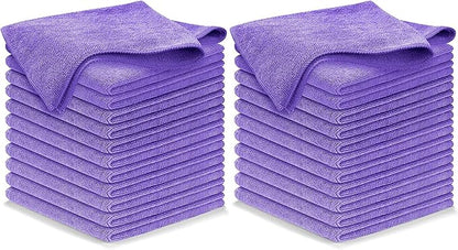 USANOOKS Microfiber Cleaning Cloth - 1200 Washes, Ultra Absorbent Towels Grip Root Weave Grime - 24pack - Purple