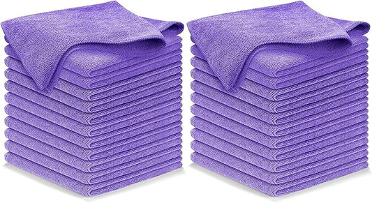 USANOOKS Microfiber Cleaning Cloth - 1200 Washes, Ultra Absorbent Towels Grip Root Weave Grime - 24pack - Purple