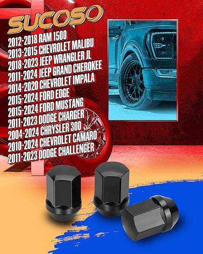 M14x1.5 Lug Nuts Fit Cadillac CTS Chevy Camaro Dodge Charger Challenger Charger Tesla, 20PCS OEM/Stock Style Black 14mmx1.5 Wheel Lug Nuts 7/8" Hex Replace 6509873AA 611-331 6509-873AA 5Lug Rim Sedan