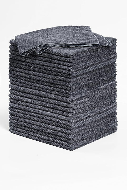 Rosyn Premium 420 GSM Microfiber Cloth Black 16x16 Inches - Luxury Scratch-Free Detailing Towel for Cars, Yachts, Boats & Watches - Ultra Soft, Lint-Free, Highly Absorbent (Large, 24, Count)