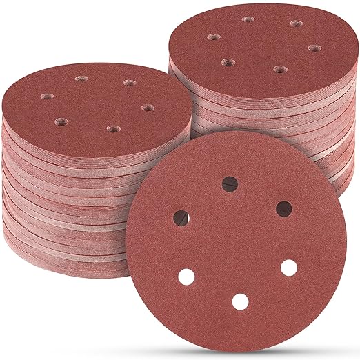100 PCS 6 Inch Sanding Discs 150 Grit, 6 Hole Hook and Loop Sandpaper, Round Orbital Sand Paper Discs for Sander