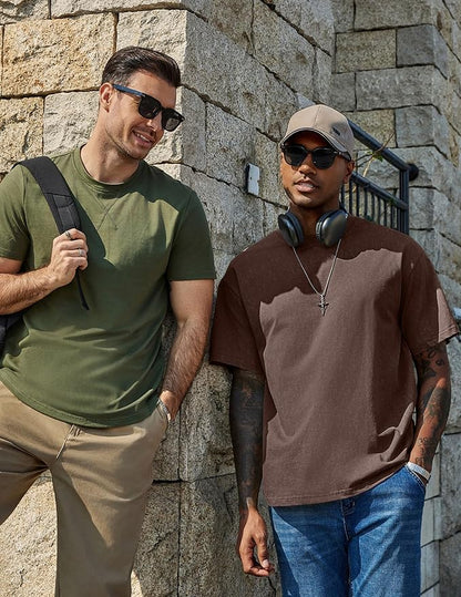 COOFANDY Men's Cotton T-Shirts Oversized Shirt Short Sleeves Streetwear Loose Fit Summer Tee Tops Washed Basic Unisex Shirts