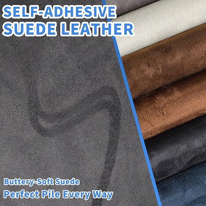 Suede Repair Patch,17x100inch Large Faux Suede Leather Fabric，Self-Adhesive Fabric Patches for Furniture, Couch, Sofa, Car Interior, Shoes, Hand Bag, Jewelry Boxes ﻿ (Black)