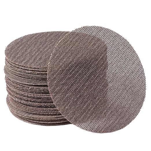 80GRIT 50pcs 5-Inch Mesh Abrasive Sanding Discs Hook & Loop Sandpaper, Dust Free Anti-Blocking Net Sandpaper Sheets for Auto Body, Wood, Drywall, Metal