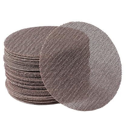 80GRIT 50pcs 5-Inch Mesh Abrasive Sanding Discs Hook & Loop Sandpaper, Dust Free Anti-Blocking Net Sandpaper Sheets for Auto Body, Wood, Drywall, Metal