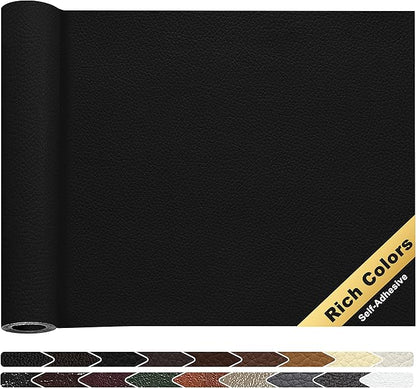 KING MOUNTAIN Leather Repair Patch,16 x 60 Inches self Adhesive Leather Repair Tape for Damaged Leather Furniture, Sofa Seating,Car Seats, Leather Goods(Black)