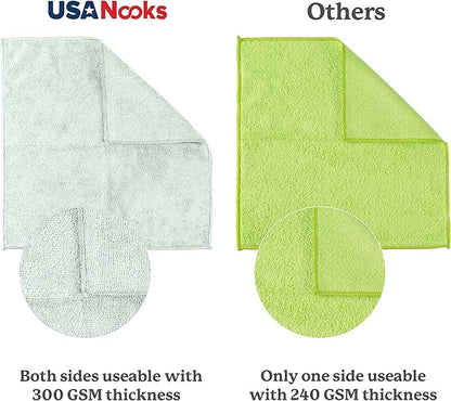 USANOOKS Microfiber Cleaning Cloth - Sea Green - 50Pcs (12.5x12.5 inch) High Performance - 1200 Washes, Ultra Absorbent Car Towel Traps Grime & Liquid for Streak-Free Mirror Shine - car Washing Cloth