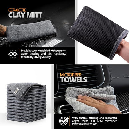 Cerakote Pro Ceramic Bundle – Car Wash & Professional Ceramic Kit with Microfiber Towels – Exterior Auto Cleaning & Protection Kit - Prep and Apply Cerakote Professional Ceramic Paint Coating