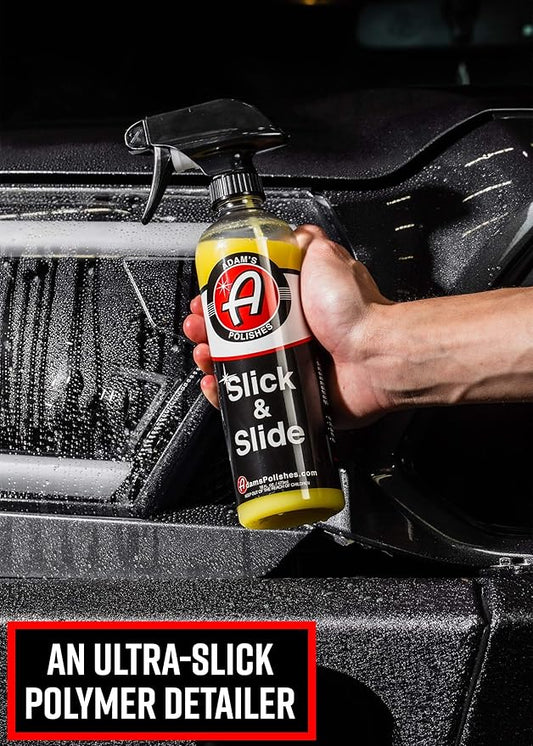Adam's Polishes Slick & Slide Detail Spray - Hyper Slick Polymer Resin Technology Car Wash Spray Sealant - Car Wax Top Coat Quick Detailer Provides Superior Gloss, Shine, & Slickness (Gallon)