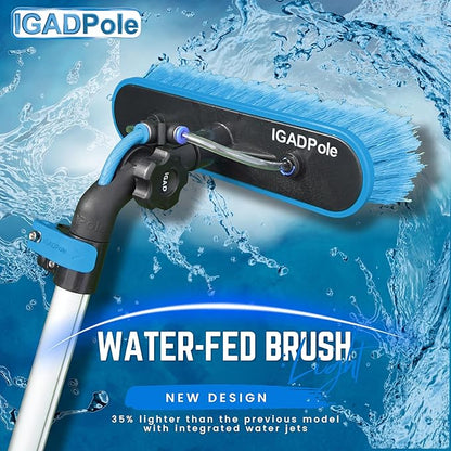 IGADPole 20 FT Water-Fed Cleaning Kit – Extendable Telescopic Pole with Soap-Dispenser, Brush & Cobweb Duster, Adjustable 5-20 FT Handle for Safe High Window, Gutter, Solar Panel & Exterior Cleaning
