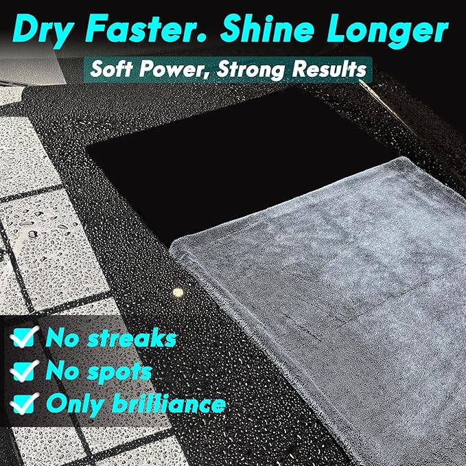 Microfiber Towels for Cars, Car Drying Towel, Drying Towels Car Detailing, Blackline Drying Microfiber Towel Car Wash Care Flash Detail Extra Large Super Absorbent Cleaning Supplies Shammy Cloth