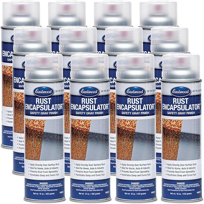 Eastwood Gray Rust Encapsulator 15 oz Aerosol Prevents Rust Corrosion Epoxy Fortified Low VOC Formula | 12 Pack