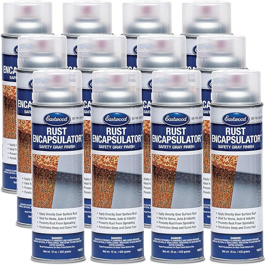 Eastwood Gray Rust Encapsulator 15 oz Aerosol Prevents Rust Corrosion Epoxy Fortified Low VOC Formula | 12 Pack