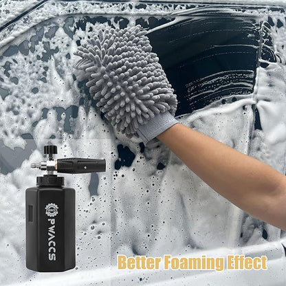 PWACCS Foam Cannon for Pressure Washer, Adjustable Car Wash Foam Cannon, Big Mouth Snow Foam Lance with 1/4" Quick Connect, Thick Foam Power Wash Foam Blaster 1.5 L, Additional Orifice Nozzle 1.1mm