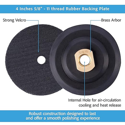 4 Inch Diamond Tile Polishing Pads for Grinder Polisher, 15 PCS Wet Dry Concrete Polishing Pads Kit including 5/8-11 Rubber Backer Pad and 30-3000 Grit Polishing Pad for Marble, Granite Polishing (15)