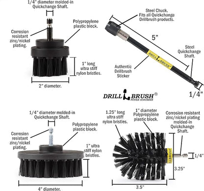 BBQ Scrubbing Brush Set - Electric Spin Scrubber Grill Accessories - Grill Brush Cleaning Kit with Extension - Outdoor Cleaning Supplies - Industrial Scrubbing - Driveway Cleaner