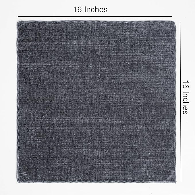 Rosyn Premium 420 GSM Microfiber Cloth Black 16x16 Inches - Luxury Scratch-Free Detailing Towel for Cars, Yachts, Boats & Watches - Ultra Soft, Lint-Free, Highly Absorbent (Large, 6, Count)