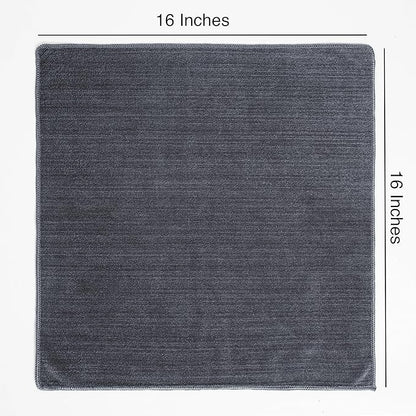 Rosyn Premium 420 GSM Microfiber Cloth Black 16x16 Inches - Luxury Scratch-Free Detailing Towel for Cars, Yachts, Boats & Watches - Ultra Soft, Lint-Free, Highly Absorbent (Large, 6, Count)