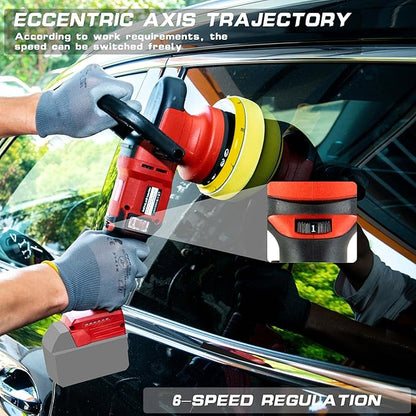 Nichilas Cordless Car Polisher, Orbital Portable Polishing Waxer Machine with Brushless Motor 6 speeds 750-6800RPM, Compatible with Milwaukee M18 Batteries (NO BATTERY)