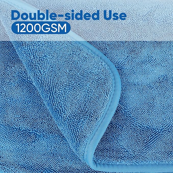 HOMEXCEL Car Drying Towel (36"x 24"), 1200GSM Ultra Absorbent Car Cleaning Cloth, Streak-Free Microfiber Drying Towel, Great for Cars, Trucks, SUVs, RVs, Motorcycles
