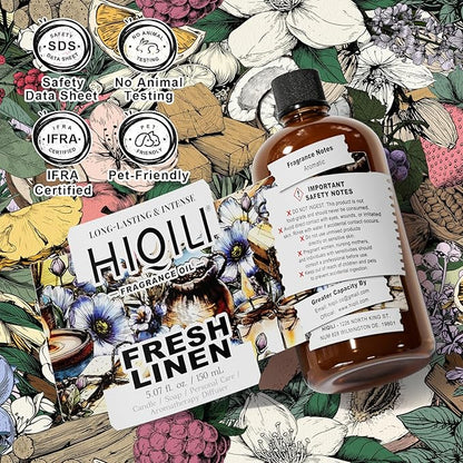 HIQILI Fresh Linen Fragrance Oil for Candle & Room Spray Making, Add to Dryer Balls, Freshie Scents for Essential Oil Diffuser - 5.07 Fl Oz