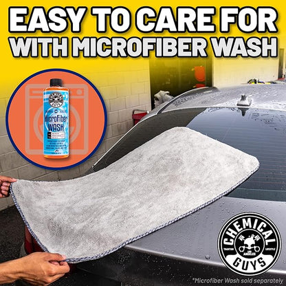 Chemical Guys Woolly Mammoth Large Microfiber Drying Towel - 36 x 25 Inch Gray, Ultra Plush Super Absorbent Car Drying Towel for Cars, Trucks, SUVs, Motorcycles, RVs, and Auto Detailing
