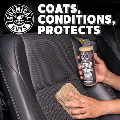 Chemical Guys Leather Cleaner & Leather Serum Kit for Car Interiors, Furniture, Apparel, Shoes, Boots, and More (Works on Natural, Synthetic, Pleather, Faux Leather and More), 16 fl oz - 2 Items