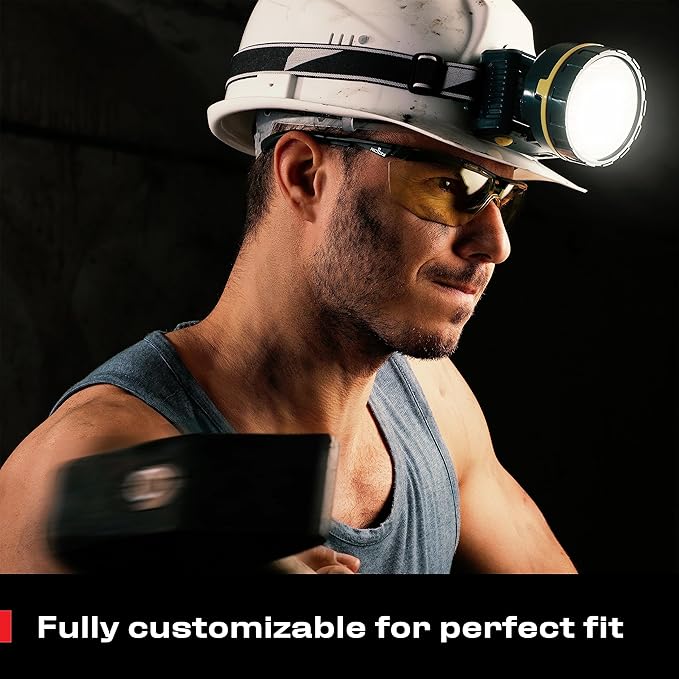 NoCry Yellow Safety Glasses for Men – ANSI Z87 Rated Shooting Eyewear with Scratch and Fog Resistant Lenses – Blue Light Blocking, 100% UV Protection – Fully Adjustable for a Comfortable Fit