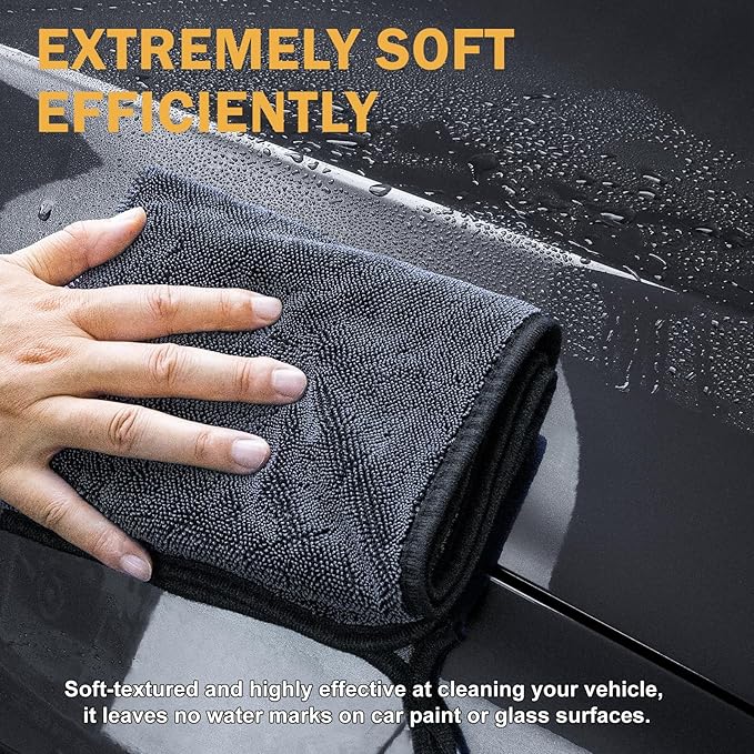 Navona 2-Pack Medium Size (23.6" x 15.7") Microfiber Towels, 600GSM Ultra Absorbent Car Drying Towels — Scratch-Free, Streak-Free, Lint-Free, Perfect for Cars, Shower Cabins, and Household Use