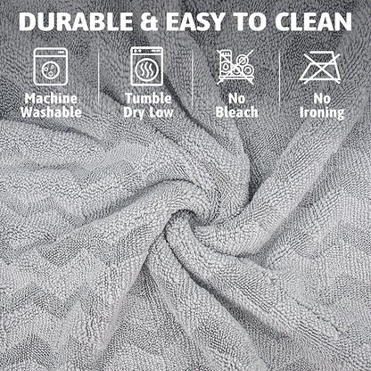 Greenfound Microfiber Towel for Cars, 1000GSM Car Drying Towel, Double Twist Pile & Edgeless Design, No Streaks, Scratches, or Water Spots, Soft and Absorbent, 18"×24", Wave Silver&Grey