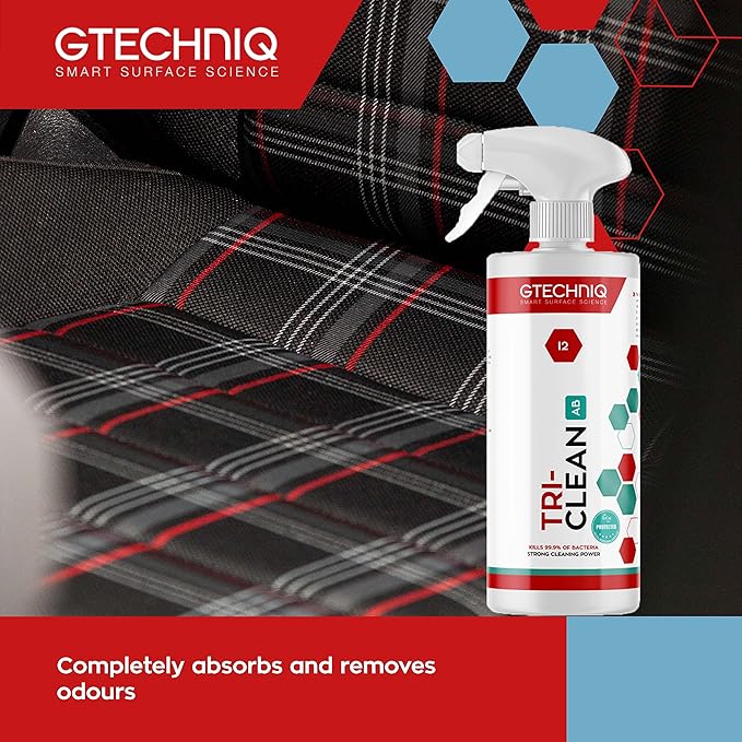 Gtechniq - I2 Tri-Clean - All-Surface Automotive Interior Odor Absorber; Ensure Surfaces Remain Fresh; Remove Dirt Attracting Residues; Safe on Leather, Dash, Carpets, Upholstery (500 milliliters)