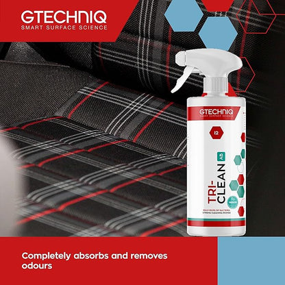 Gtechniq - I2 Tri-Clean - All-Surface Automotive Interior Odor Absorber; Ensure Surfaces Remain Fresh; Remove Dirt Attracting Residues; Safe on Leather, Dash, Carpets, Upholstery (500 milliliters)