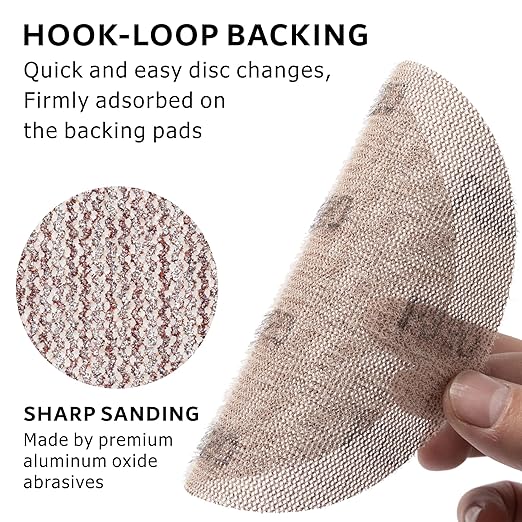 320GRIT 50pcs 5-Inch Mesh Abrasive Sanding Discs Hook & Loop Sandpaper, Dust Free Anti-Blocking Net Sandpaper Sheets for Auto Body, Wood, Drywall, Metal