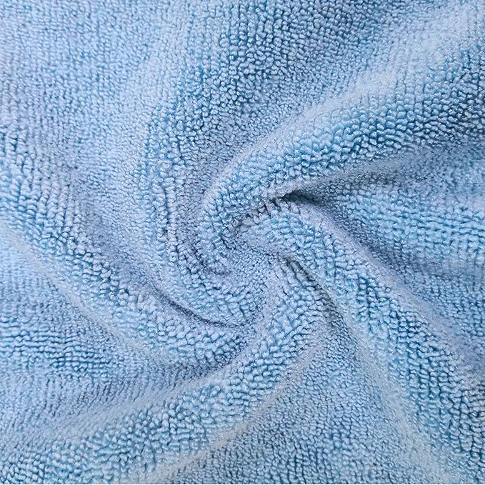 POLYTE Microfiber Cleaning Towel (16x24, 6 Pack, Professional, Blue,Camel,Gray)