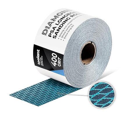 toolant Diamond Shape 400 Grit Sandpaper Roll, 2-3/4" Wide 10 Yard Longboard Self Adhesive PSA Stickyback Sand Paper for Woodworking, Metal, Plastic, Automotive, Sanding Blocks