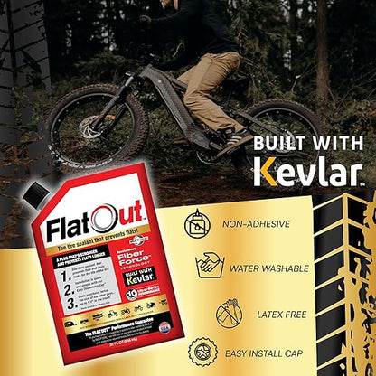 FlatOut Off Road Multi-Purpose Tire Sealant - Prevents and Repairs Flat Tires - Seals Leaks - Contains Kevlar - Tubeless Tire Sealant - 32-Ounce Bag - Pack of 2