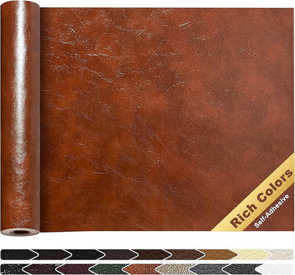 KING MOUNTAIN Leather Repair Patch, 16 x 60 Inches Self-Adhesive Repair Tape for Damaged Furniture, Sofa Seating, Car Seats, Goods (Brown)