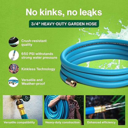 Aeromixer THE HOSE - 3/4 Inch Garden Hose 10 Feet, Kinkless Commercial Short Garden Hoses, Heavy Duty Industrial Water Hoses for Outdoors, 650 PSI High-Pressure Watering Tool for Farming and Gardening