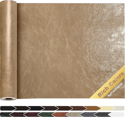 KING MOUNTAIN Leather Repair Patch,16 x 60 Inches self Adhesive Leather Repair Tape for Damaged Leather Furniture, Sofa Seating,Car Seats, Leather Goods（Khaki）