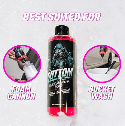 Gottom Car Wash Soap, Pink, (16 oz), Nitro Cherry Scent - High Suds Car Shampoo for Foam Cannon & Bucket Wash, pH Neutral Foam Soap, Safe for Paint & Sealants