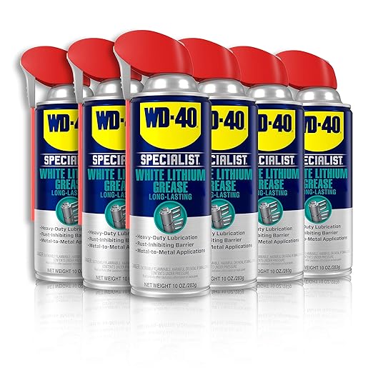 WD-40 Specialist White Lithium Grease Spray with SMART STRAW SPRAYS 2 WAYS, 10 OZ [6-Pack]