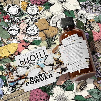 HIQILI Baby Powder Fragrance Oil - for Body Oils, Laundry Detergent, Candle, Perfumes & Soap Making, and Home Diffusers Use - 1 Fl Oz