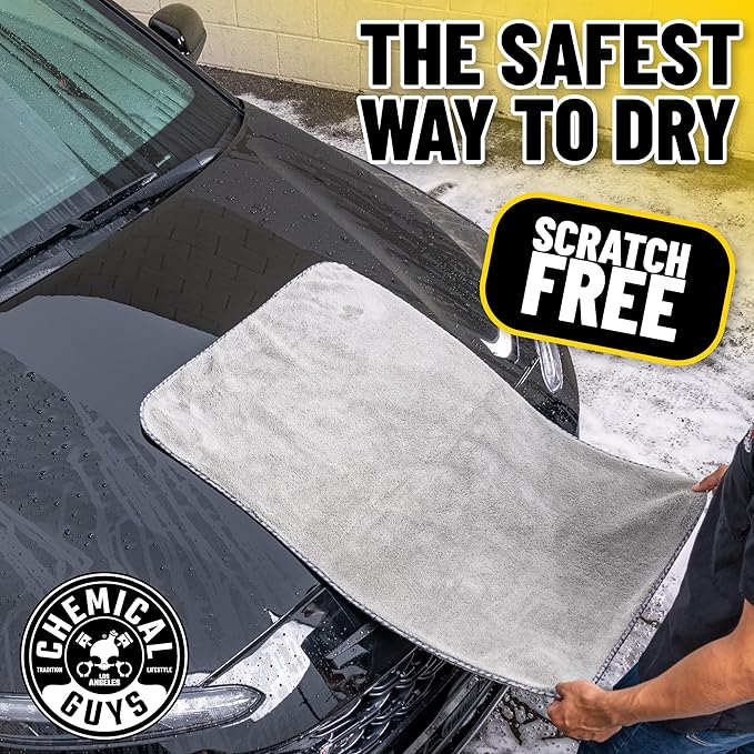 Chemical Guys Woolly Mammoth Large Microfiber Drying Towel - 36 x 25 Inch Gray, Ultra Plush Super Absorbent Car Drying Towel for Cars, Trucks, SUVs, Motorcycles, RVs, and Auto Detailing
