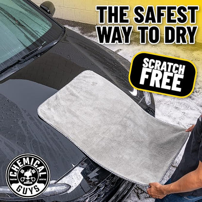 Chemical Guys Woolly Mammoth Large Microfiber Drying Towel - 36 x 25 Inch Gray, Ultra Plush Super Absorbent Car Drying Towel for Cars, Trucks, SUVs, Motorcycles, RVs, and Auto Detailing