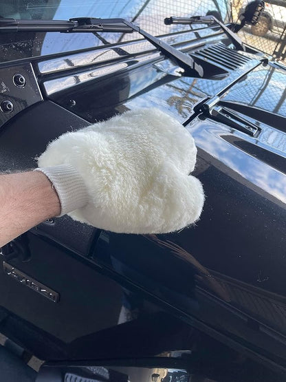 Tru Lamb Natural Lambskin Wool Car Wash Mitt - Large Sheepskin for Wet and Dry Applications and Painters (3)