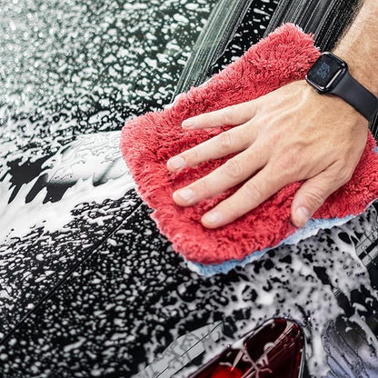 Autofiber Flat Out Microfiber Car Wash Pad - Pack of 4, Blue/Red (9 inch x 8 inch)