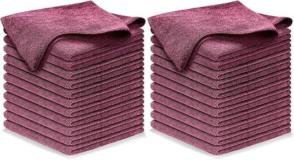 USANOOKS Microfiber Cleaning Cloth - 1200 Washes, Ultra Absorbent Towels Grip Root Weave Grime - 24pack - Burgundy