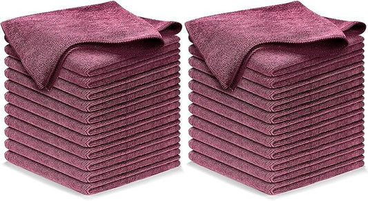 USANOOKS Microfiber Cleaning Cloth - 1200 Washes, Ultra Absorbent Towels Grip Root Weave Grime - 24pack - Burgundy