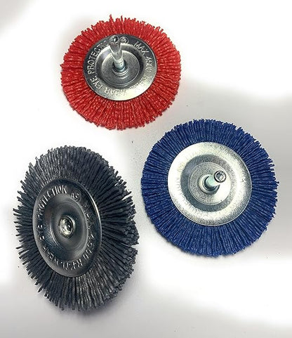 Signi 12 Pack Nylon Bristle Filament Abrasive Brush Drill Wheel and Cup Brush Set with 1/4 Inch Shank, Surface prep Remove Rust/Corrosion/Paint (3" Wheel, Straight Shank)
